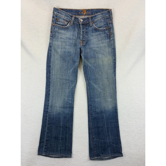 7 Seven For All Mankind Bootcut Jeans Womens 27 Blue Stretch Denim Made In USA - Picture 1 of 13